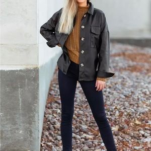 Buckle faux leather shacket size small NWT